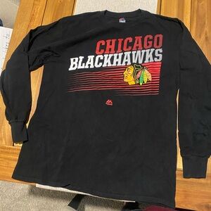 Large Black and Red Chicago Blackhawks Long Sleeve Shirt